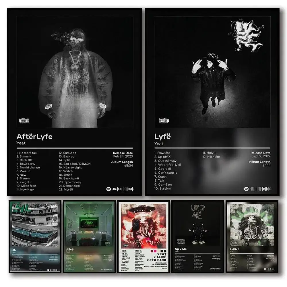 Yeat Afterlyfe Album Canvas Poster  American Hip Hop Aesthetic Wall Art Home Decor
