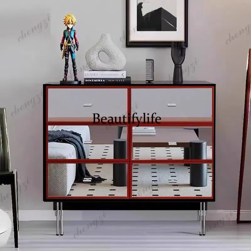 a55 Italian style, bedroom against the wall, end of bed rack, contrasting color storage, locker, entrance door, porch