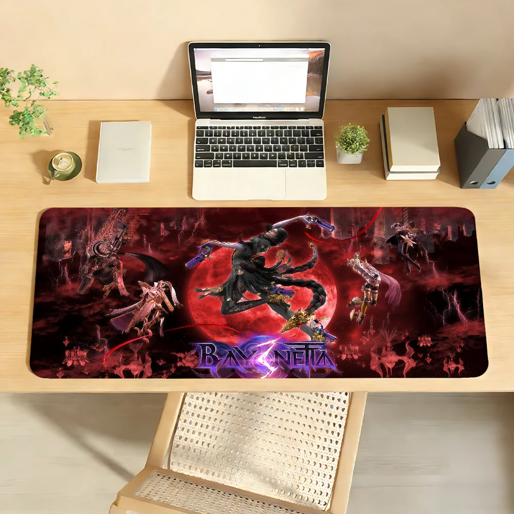 Alfombrilla de ratón Game B-Bayonetta, alfombrilla de escritorio antideslizante con borde de bloqueo, accesorios para PC y portátil, alfombra de goma para teclado de oficina, alfombra de juego de 350x900x3mm