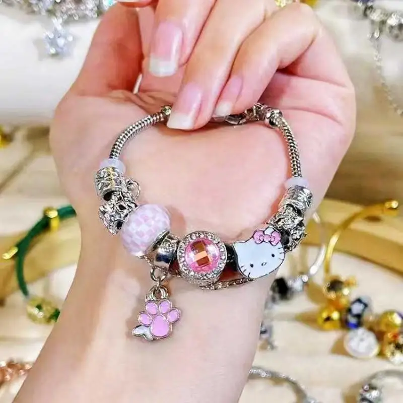 Pulsera Y2K de Hello Kittys, pulsera desmontable de Anime Sanrios para chica, accesorio de joyería para mujer, accesorios de Cosplay para estudiantes, regalo de Festival