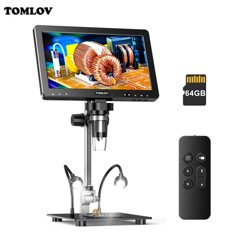 Microscópio Digital Tomlov para Reparação Microscópio Solda de Moedas Dm9 Max 10.1 hd Ips Hdmi 1500x 20mp