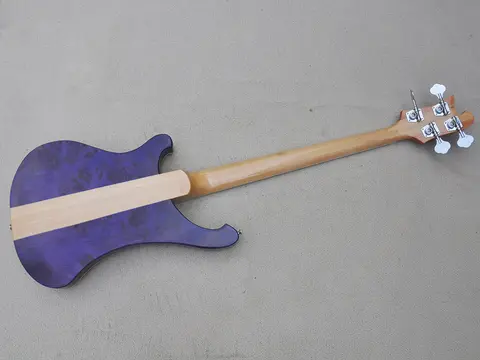 4 तार वाला पर्पल नेक थ्रू बॉडी इलेक्ट्रिक बेस गिटार बर्ल मेपल वेनीयर, मेपल फ्रेटबोर्ड के साथ 8 best sales बास गिटार बॉडी - №8