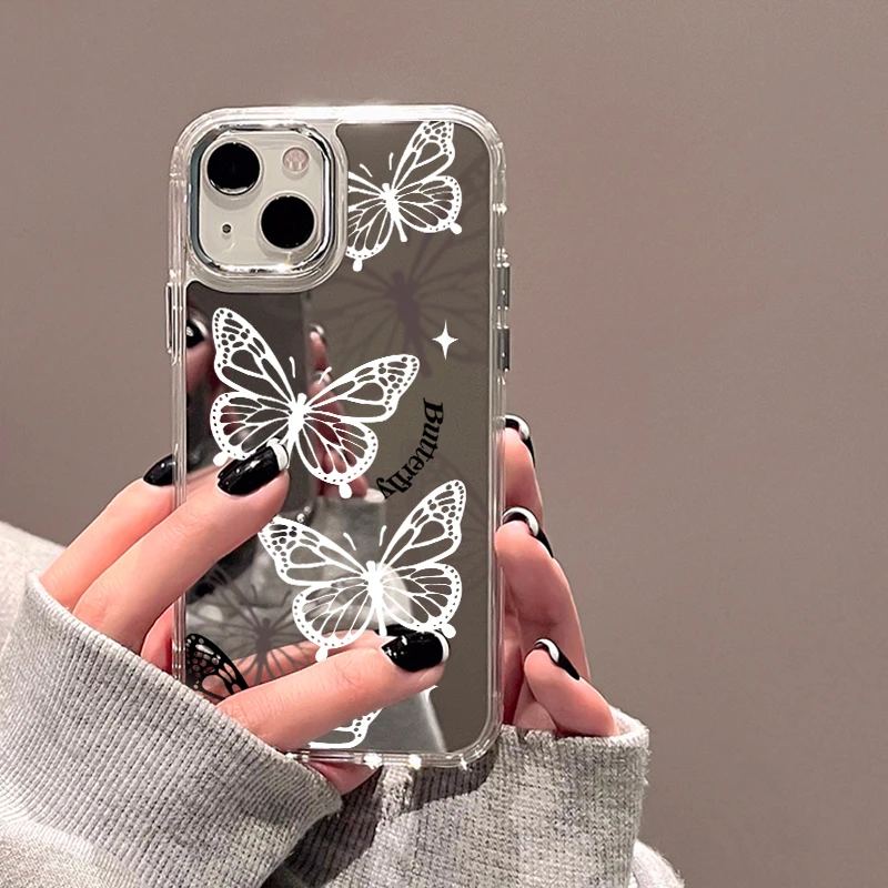 

Phantom Butterfly Mirror Phone Case For iPhone 11 Case iPhone 14 Pro Max Case 12 13 Pro Max XR X XS Make up Mirror Soft Cover