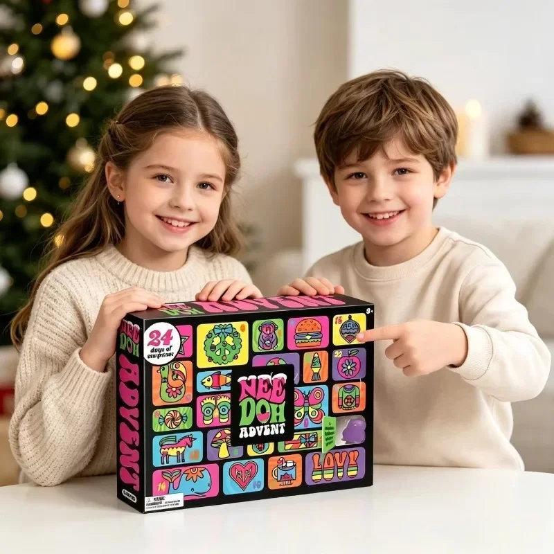24 Days Xmas Countdown Advent Calendar 24Pcs Squishy Fidget Toys Surprise Mystery Box Stress Relief Sensory Gift for Boys Girls
