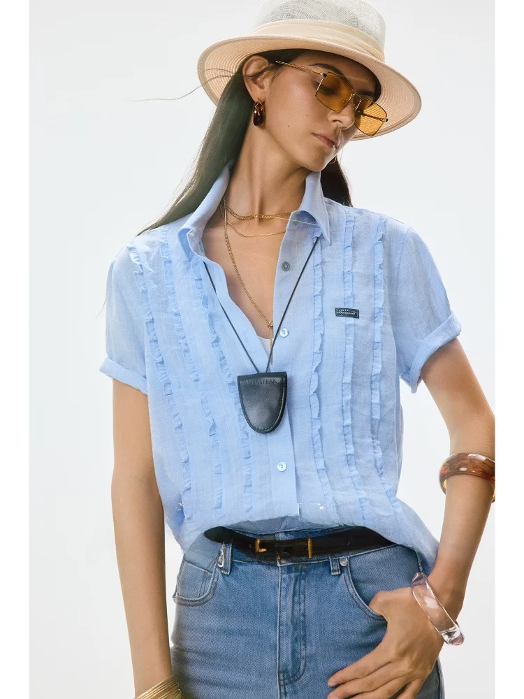 

Comfortable Cool VISCOSE Lightweight Breathable 3D Lace ort Sve ort irt Women's Busin Casual Summer irt