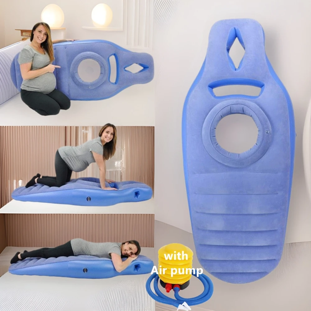 Flocked PVC O-type Yoga Mat For Pregnant Inflatable Pregnancy Pillow Cushion Bed Pillow Sleeping Mat For Pregnant With Air Pump