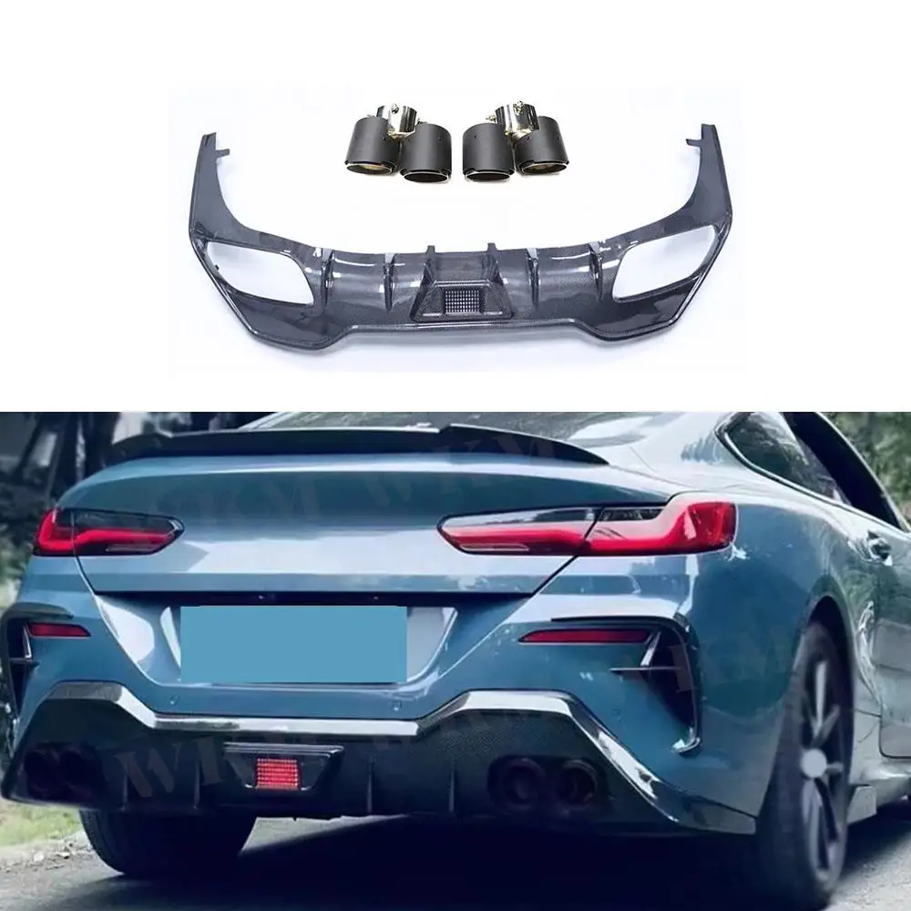 المصد الخلفي الناشر المفسد مع نصائح العادم الخمار الأنابيب لسيارات BMW 8 Series G14 G15 G16 2019-2022 أجزاء حماية الصدمات الخارجية