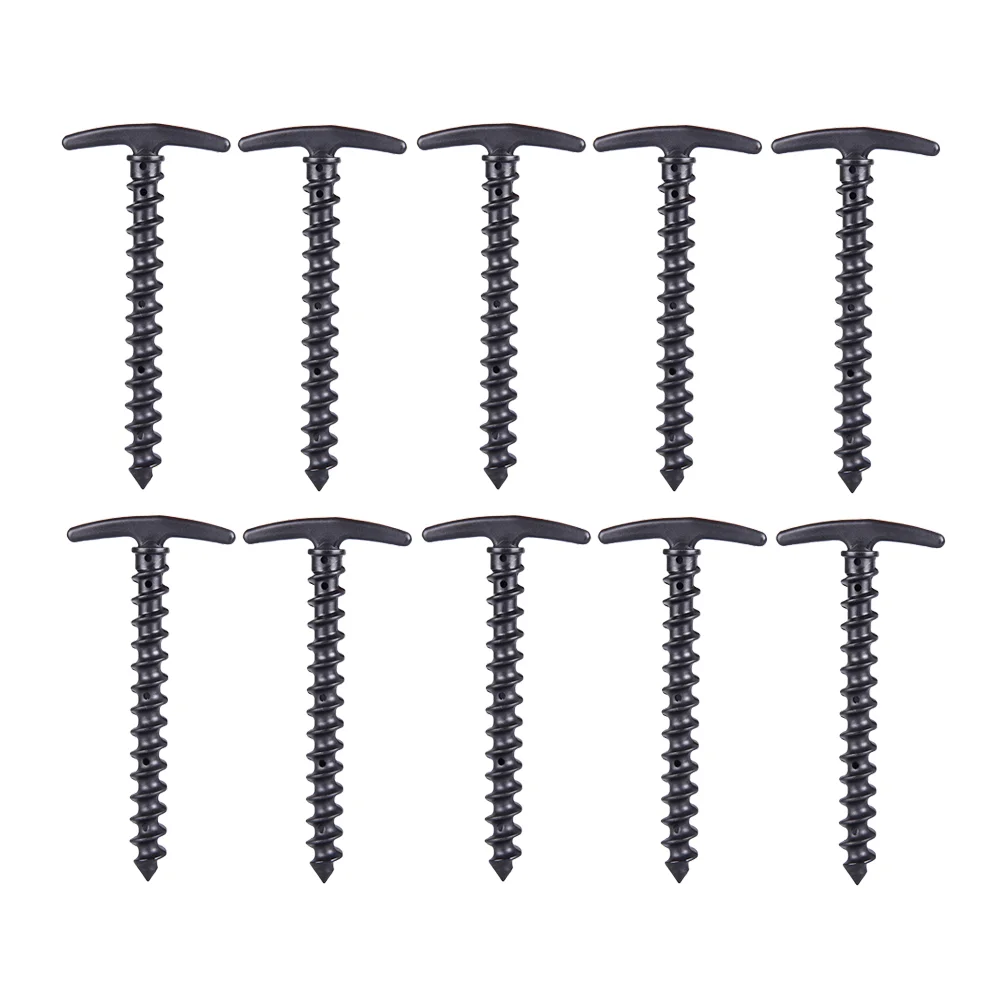 

10 Pcs 145cm Outdoor Camping Tent Screw Nylon Luminous Stakes Pegs Heavy Duty Tent Nails for Snow Ground and Mud Ground (Black)