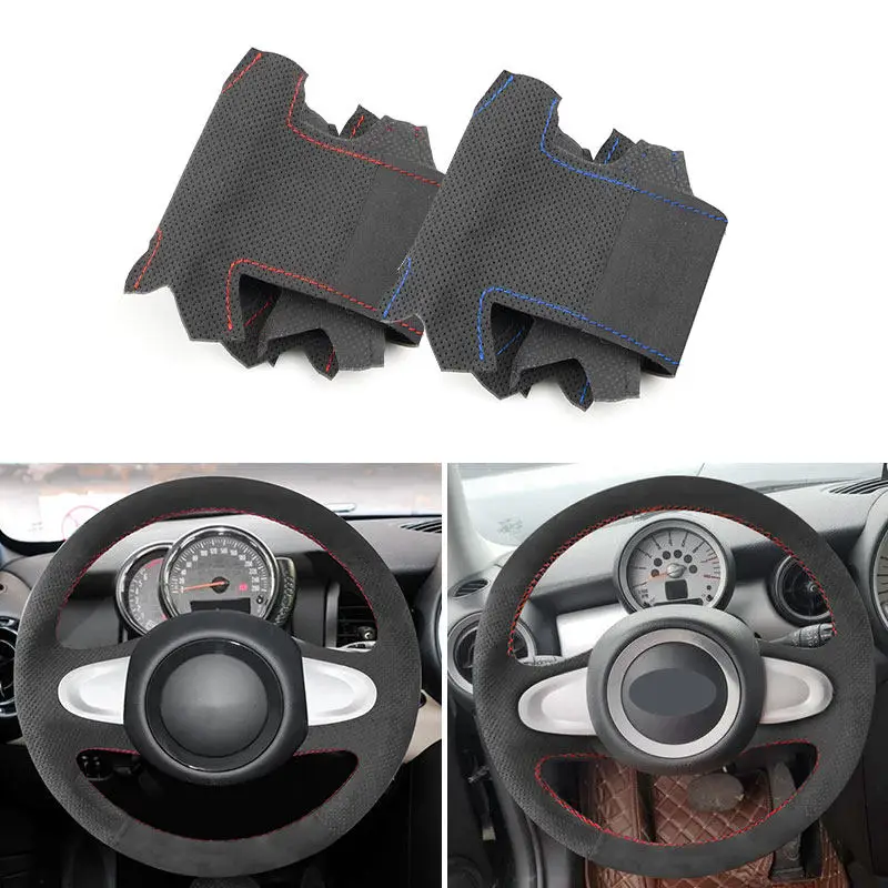 Car Interior Steering Wheel Suede Leather Cover Trim For Mini Cooper Coupe Countryman Roadster Clubman Clubvan