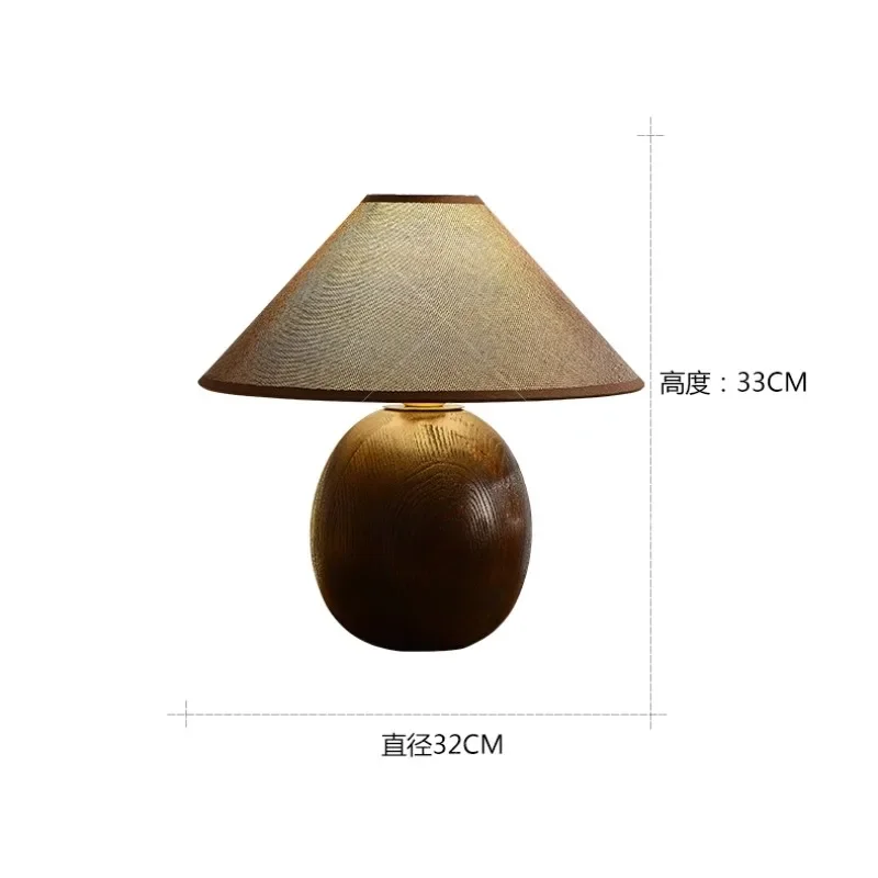

Wabi wind table lamp Japanese log wind wood solid wood small table lamp retro lamps creative art bedroom bedside lamps