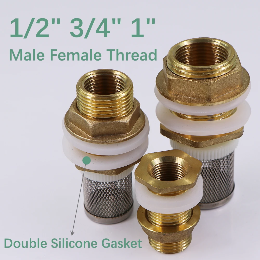 خزان مياه نحاسي مشترك مع فلتر ، طوق سيليكون ، وصلة اقتران ، ري الحدائق ، محول خط أنابيب ، خزان أسماك ، من من من من من النحاس الأصفر ، 1 بوصة #3