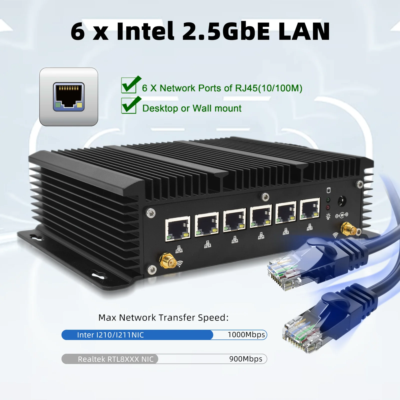 

HYSTOU 6*RJ45 Lan 1000Mbps Intel Celeron 3965U Firewall Mini Computer NIC DB9 4*USB3.0 DDR3 HD-MI Fanless Desktop Ubuntu