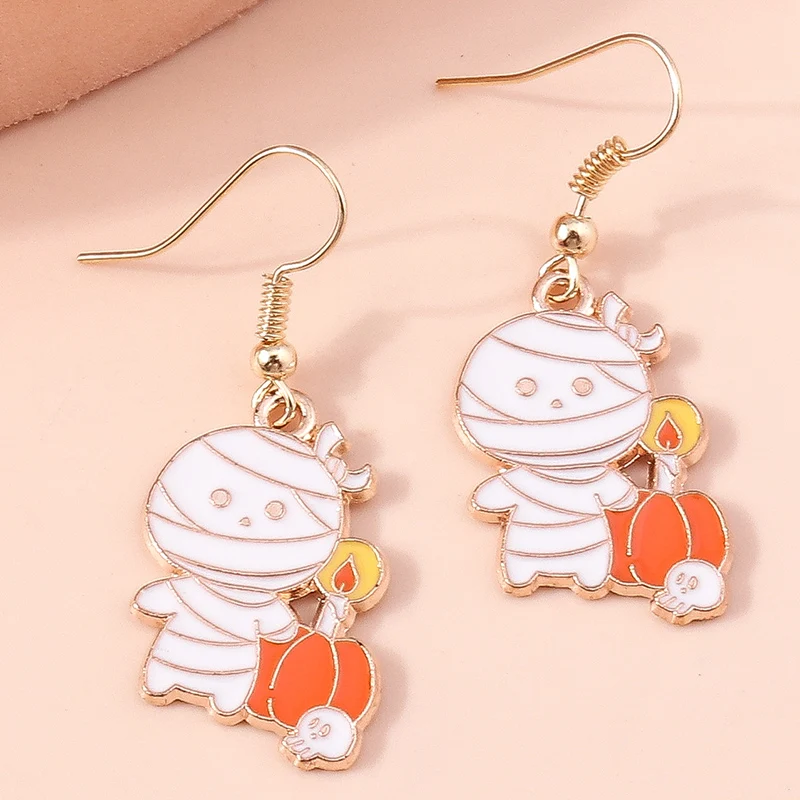 Leslie 3 Paar neue Halloween-Ohrringe für Frauen, Mond, Kürbis, Augapfel, Geist, Mumie, baumelnde Ohrringe, Party-Accessoires, Schmuck, Geschenke – Detail 8