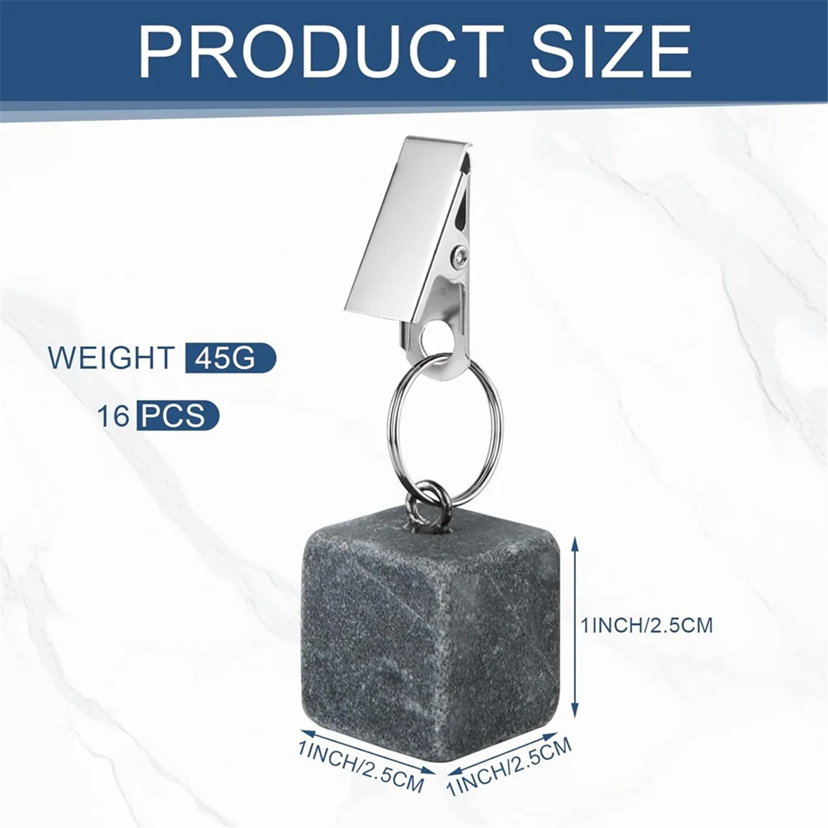 REST 16PCS Tablecloth Weights with Metal Clip, Cube Table Covers Pendant Stones, Marble Table Cloth Weights for Decoration