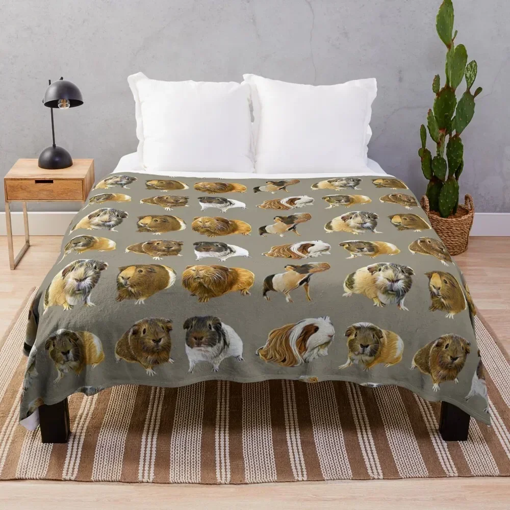 

grey Guinea Pig Variety Throw Blanket Breathable Lightweight Blanket for Adults Kids