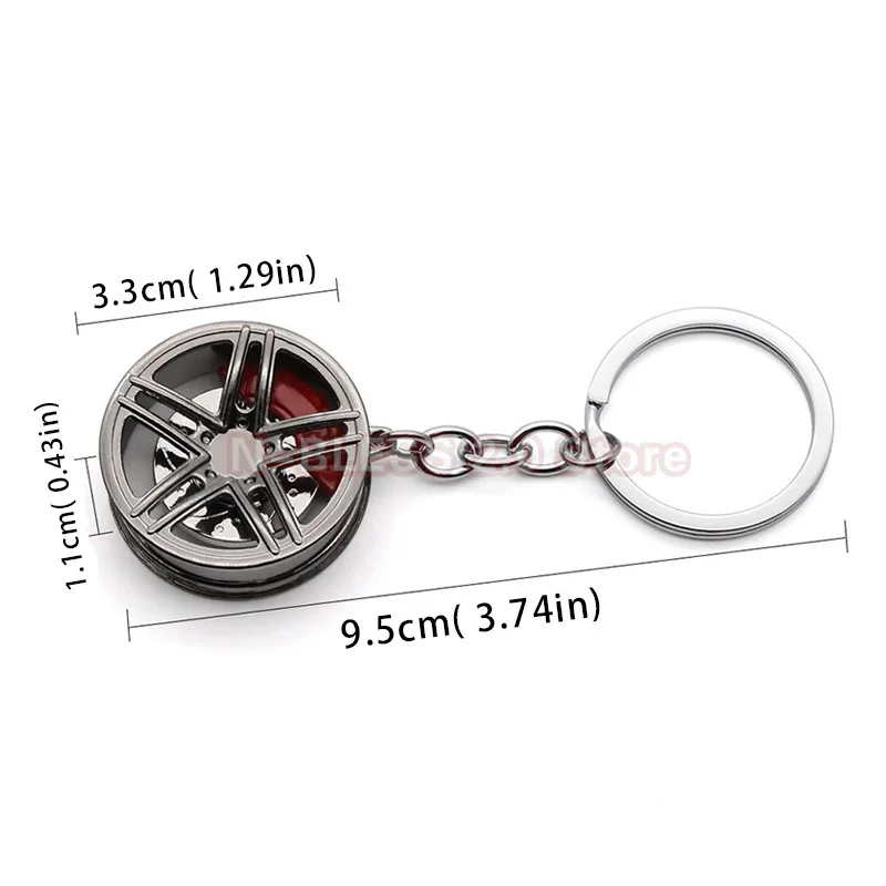 Car Key Chain High Quality Durable Personality Unique Creative Car Modified Calipers Brake Disc Wheel Tire Metal Tire Key Chain