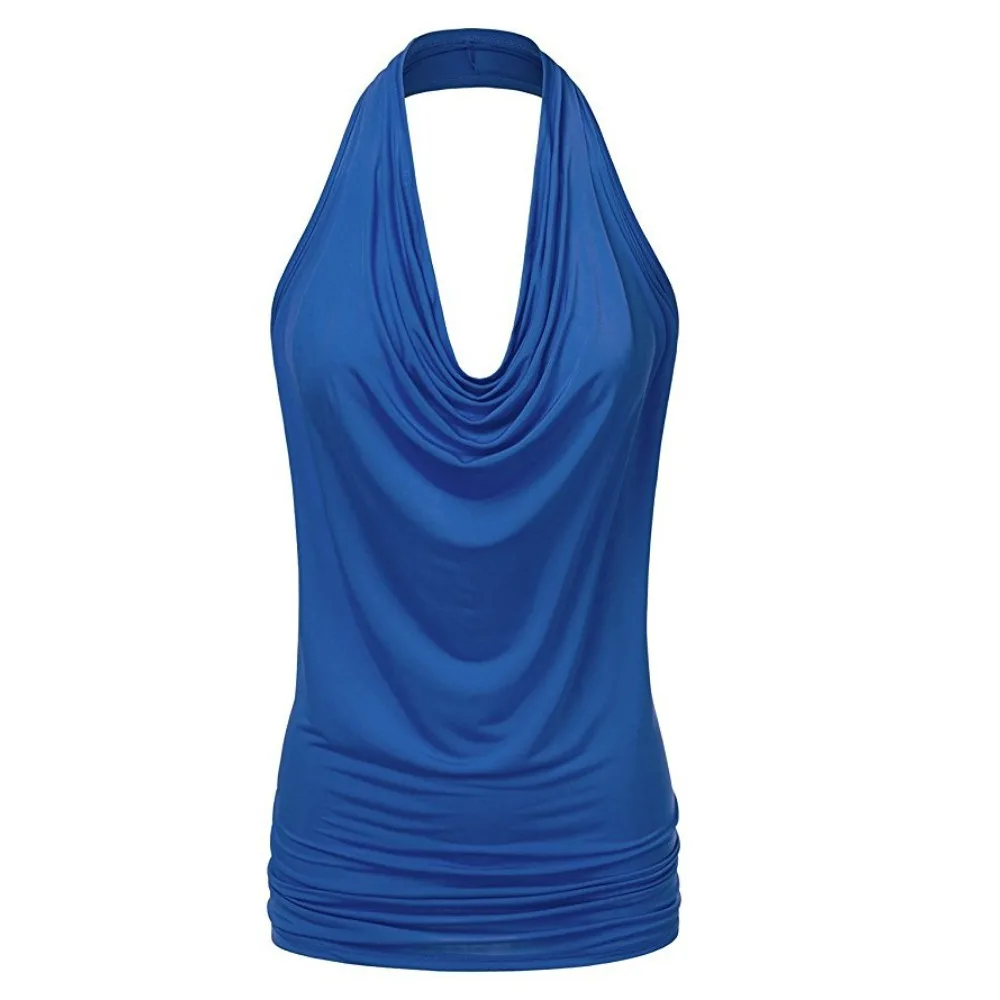 Women Solid Halter Neck Backless Sleeveless Tank Top Sexy Drape Casual Soft Breathable Flattering Comfy Versatile New