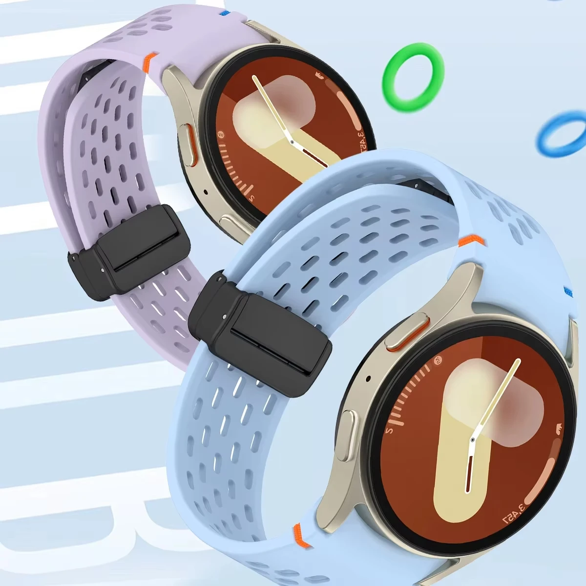 Original Silicone Band For Samsung Watch 7 6 FE 5 4 Classic Strap 47mm 43mm 44mm 40mm Magnetic Buckle Galaxy Watch 5 Pro 45mm