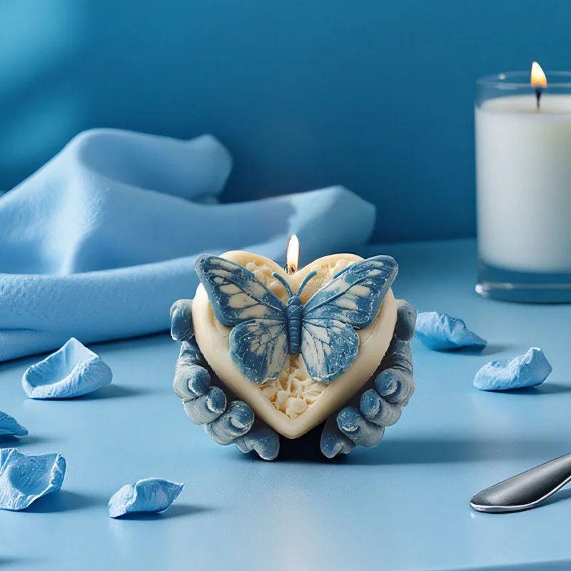 

2pcs Heart Candle Mold Silicone - DIY "Holding Hands" Design for Low-Temperature Scented Candles & Aroma Stones, Romantic Gift