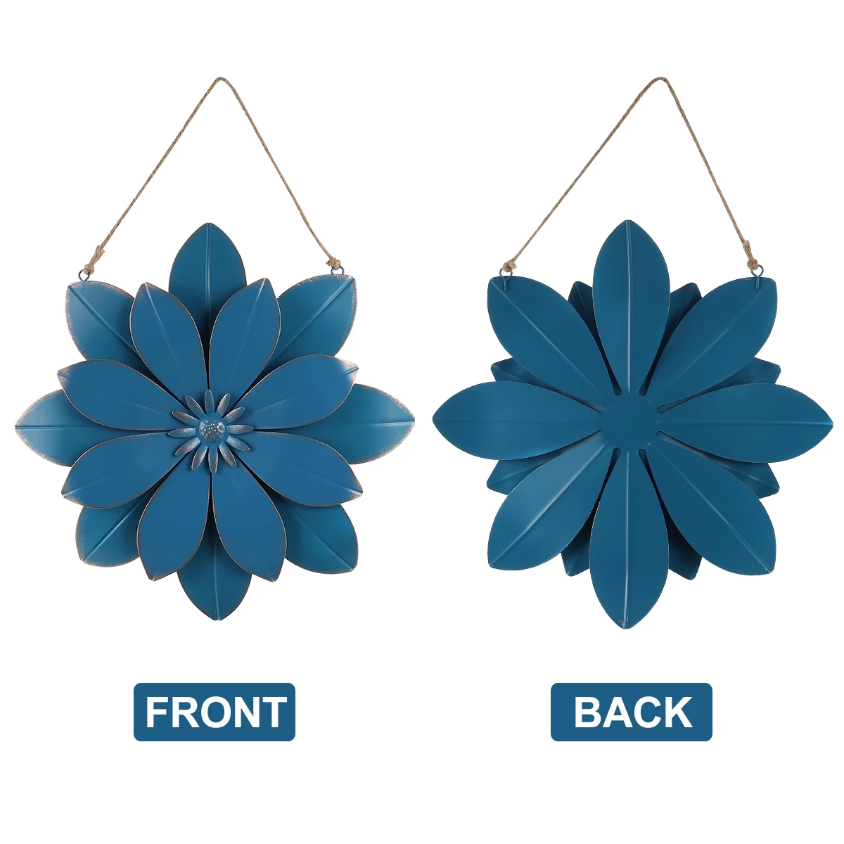 

Metal Wall Decor Floral Sculpture Rustic Blue Hanging Christmas Indoor Outdoor Home Bedroom Living Room Garden Yard