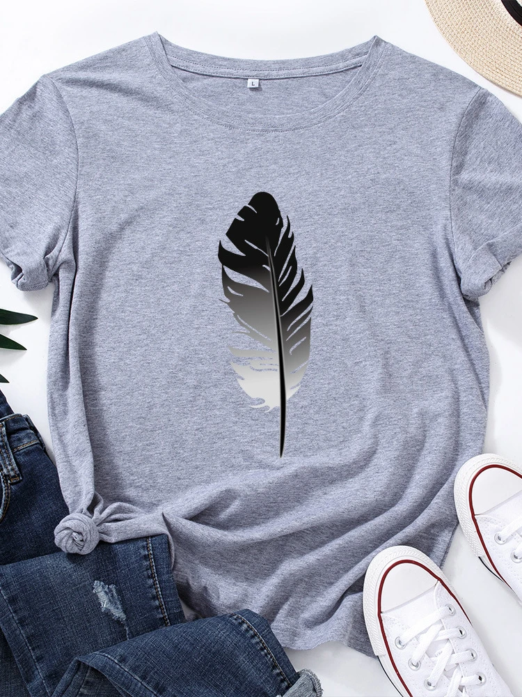 

Estampado De Negras De Manga Corta Cuello Redondo Verano Para Camisetas Para Mujer Women's Harajuku Short Sleeve Casual