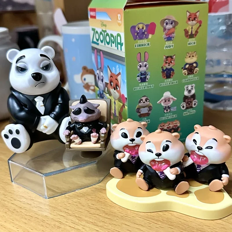 Disney Crazy Zootopia Series Blind Box Sit Obediently Figurines Cute Flash Finnick Desktop Ornaments Children's Toys Gifts