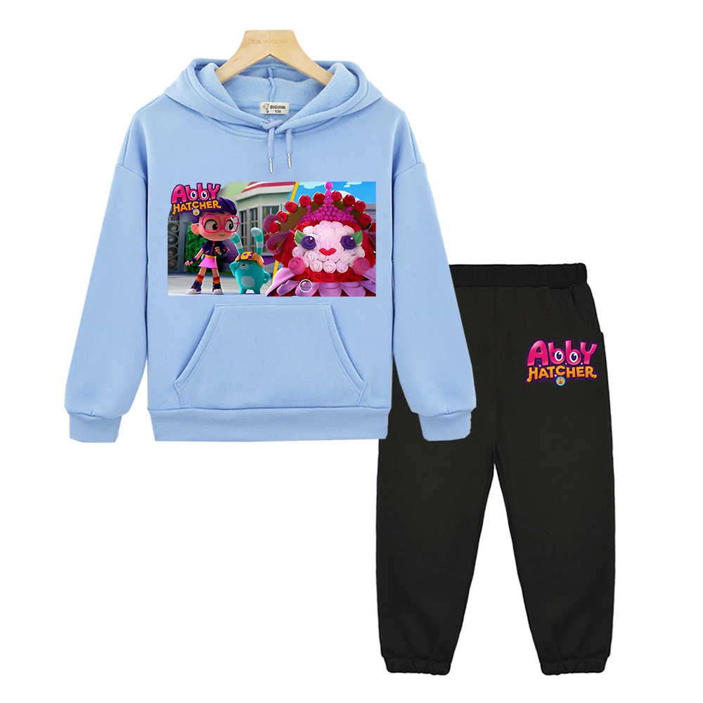 

Abby Hatcher Boy girl anime hoodie Kawaii sweatshirt kids boutique clothes Cartoon 2PCS Jacket+pant Fleece pullover Hooded Sets