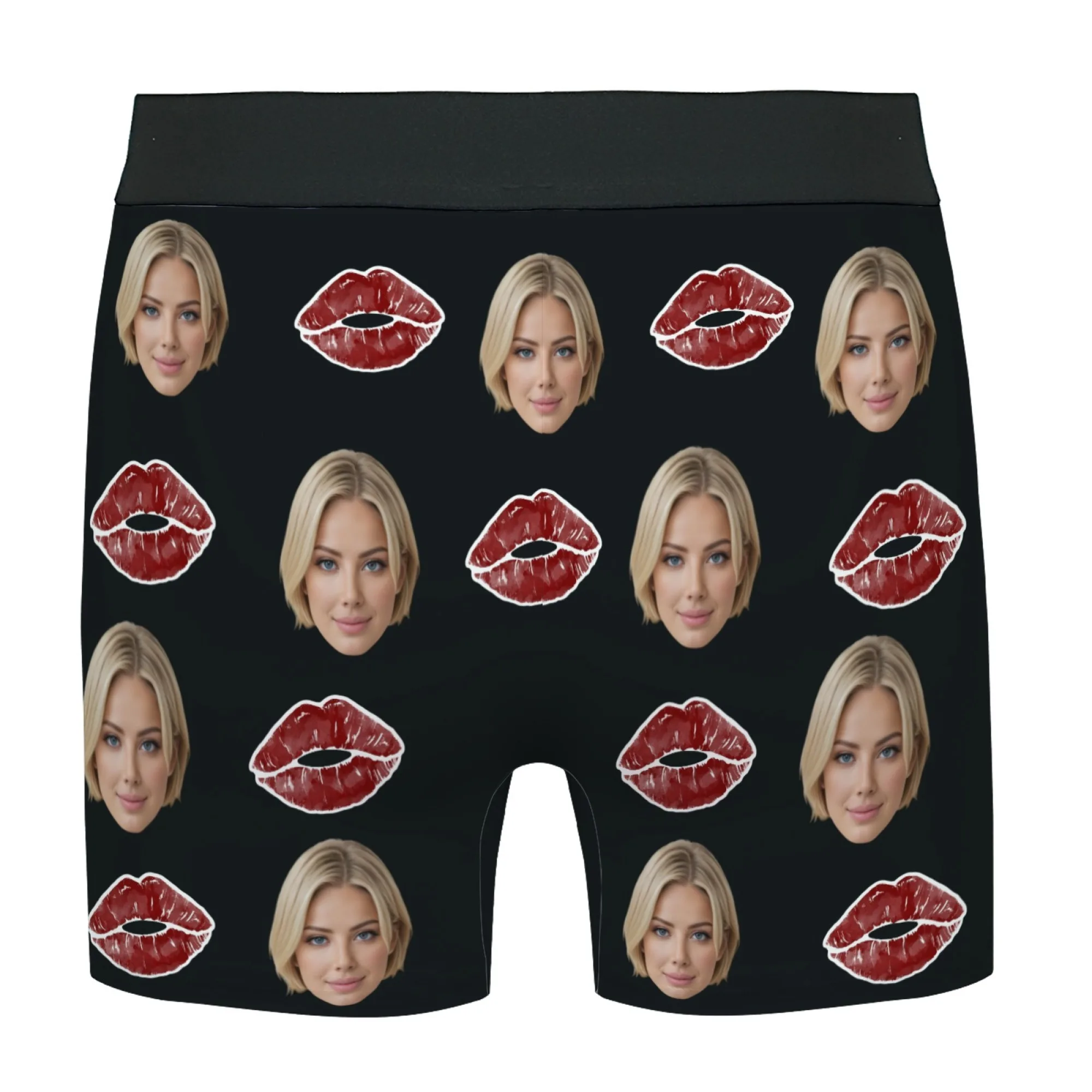 Personalized Face Photo Underwear lips print Boxer Briefs Custom Men Valentine's Day Gift For Husband Anniversary Gift for Dad view 5