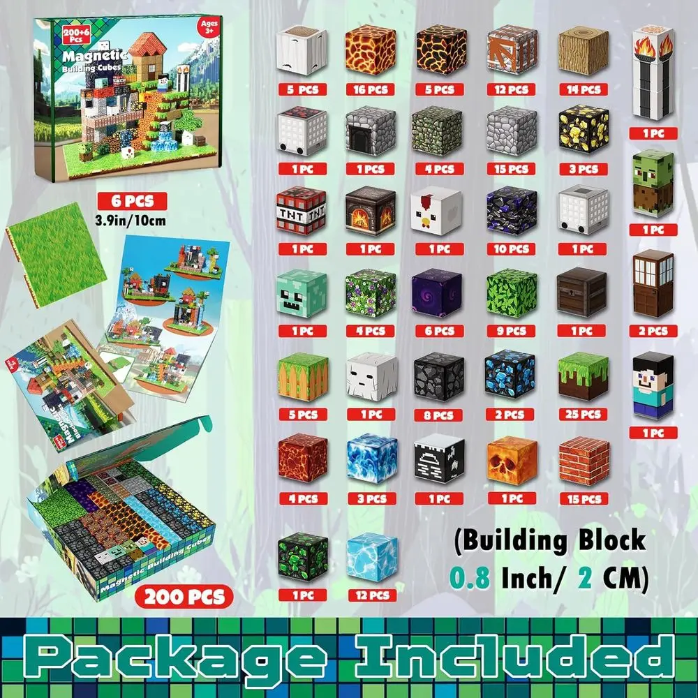 مجموعة البناء المغناطيسي: كتل مكونة من 200 قطعة مع 6 قواعد للأطفال من 3 إلى 10 سنوات، هدية مثالية للجذعية للأعمار من 4 إلى 8 سنوات