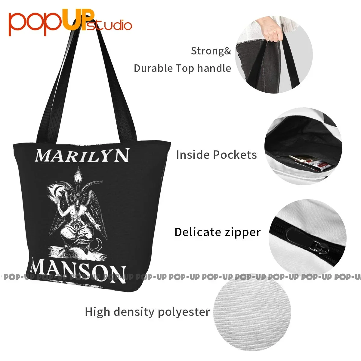 Marilyn Manson 01 tas tangan lucu tas belanja portabel tas pembawa