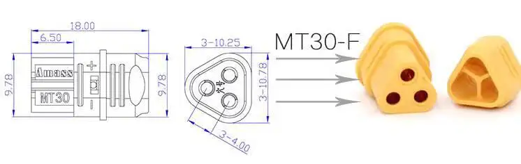 1 Stück MT30-F/M Stecker Dreipoliger Stecker und Buchse, Verlustarmes Modell, Dreiphasiges Modell, Flugzeug-Fernsteuerung – Detail 2