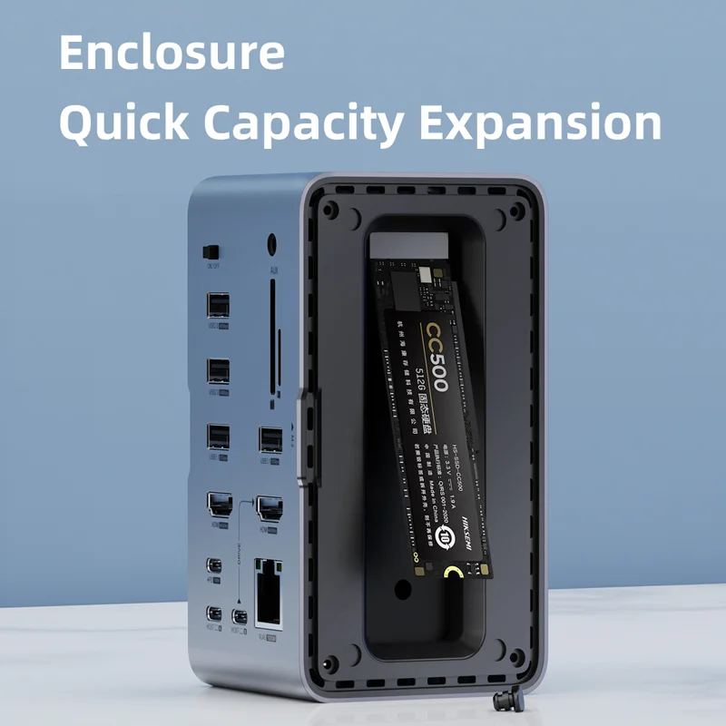 Hagibis USB C Docking Station with Dual HDMI-compatible M.2 SSD