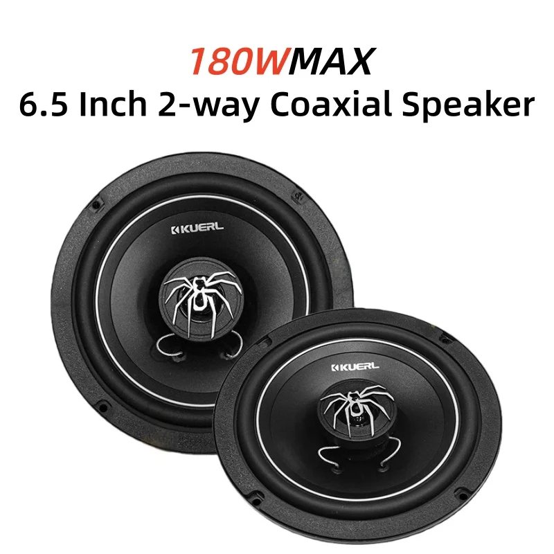 1 Pair Universal Car Audio Modified 6.5 Inch 2-way Coaxial Speaker MAX 180W High Power Car Interior Professional Speaker