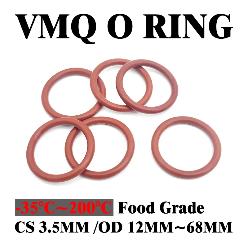 

CS 3.5mm OD 12mm ~ 68mm 20 pcs Heat Resistant Red Food Grade O Ring Gaskets High Temp Resistance Long Lasting & Easy to Install