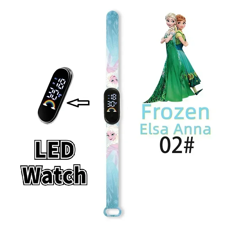 Disney gefrorene Kinder Digitaluhren Cartoon Action figur Elsa Anna führte Touch wasserdichte elektronische Kinder Uhr Weihnachts geschenke