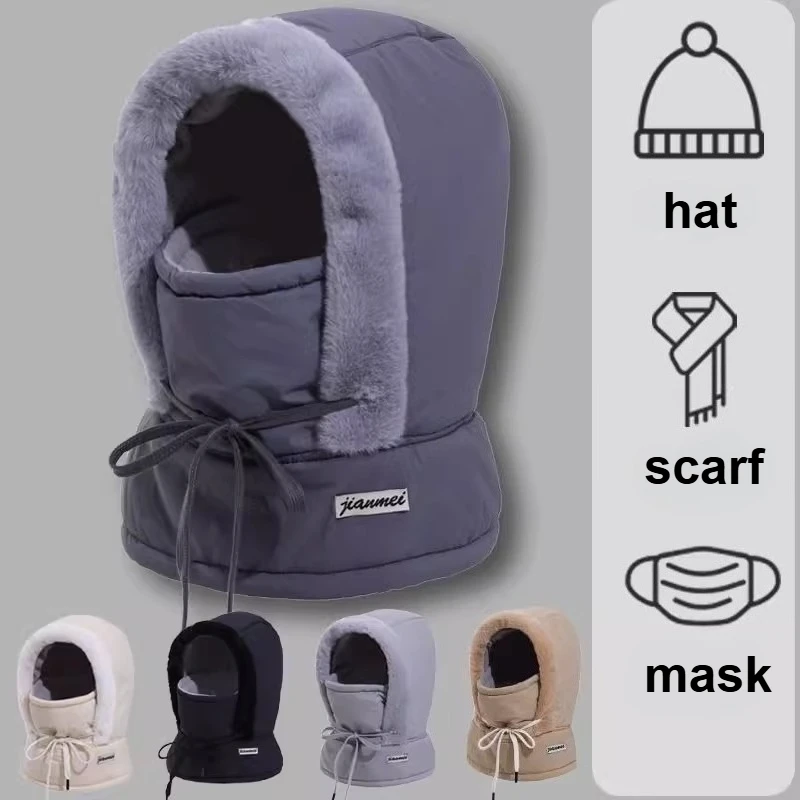 Warme Winter-Fahrradmütze für Herren, winddichte, integrierte Gesichtsmaske mit dickem Hals für Damen, winddichte Kopfbedeckung zum Radfahren