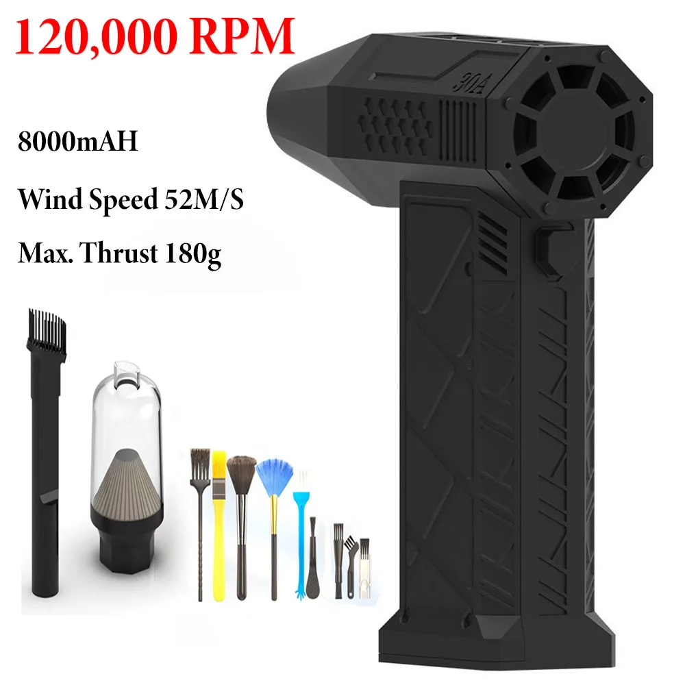 

Powerful Snow Air Blower Mini Turbo Jet Fan Electric Air Duster 120000RPM Wind Speed 52m/s Car Computer Cleaning Blower Tool