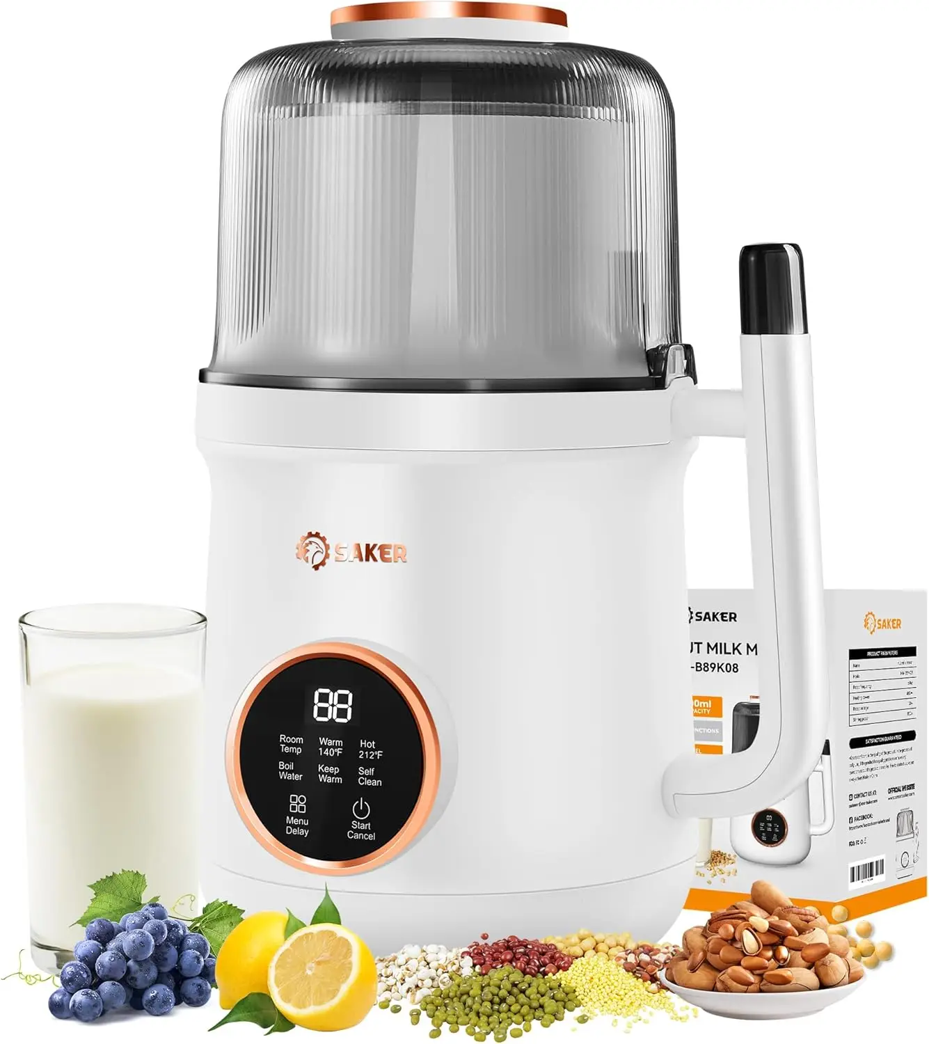 Nut Milk Maker, Automatic Almond Cow Milk Machine Maker for Soy, Oat, Coconut, Plant Based Milks Homemade