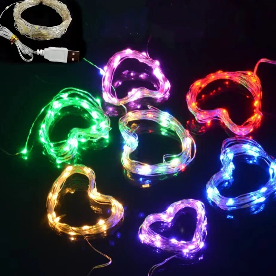 LED String Lights USB Silver thread Garland Fairy Lights Outdoor Waterproof for Christmas Wedding Party Home Room Decorations