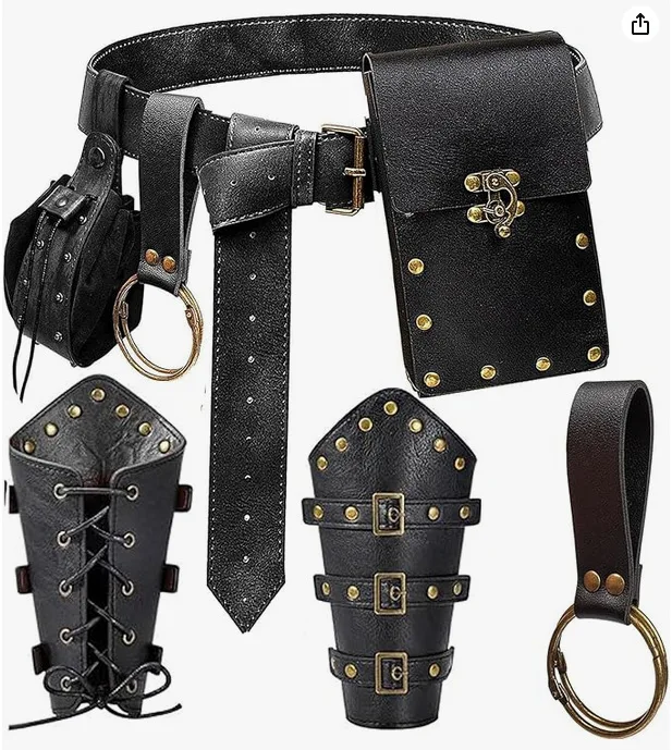 Medieval Vintage Leather Waist Pouch Knight RolePlaying Party Prop
