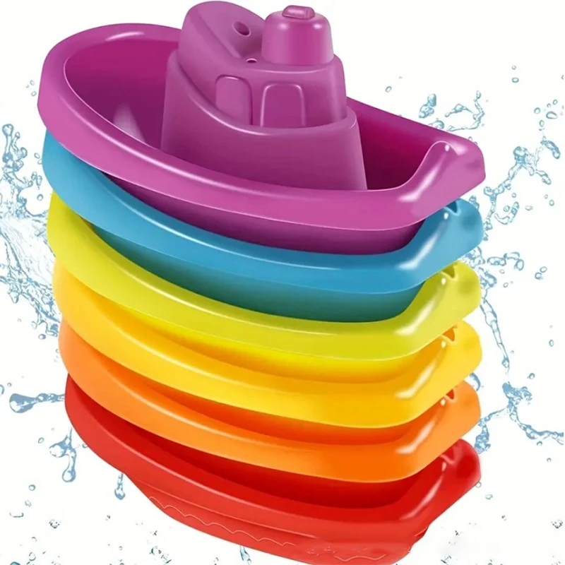 "Set di tazze galleggianti dai colori vivaci da 6 pezzi, giocattolo da bagnetto per bambini, barca impilabile, regalo per l'apprendimento precoce