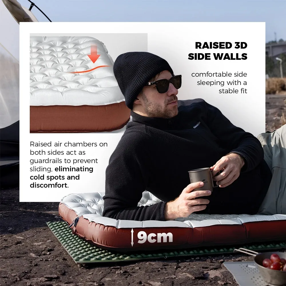 Naturehike 2026 New Inflatable Mattress 5.8 High R-value Ultralight Inflatable Bed Side Thicken Outdoor Camping Sleeping Air Pad