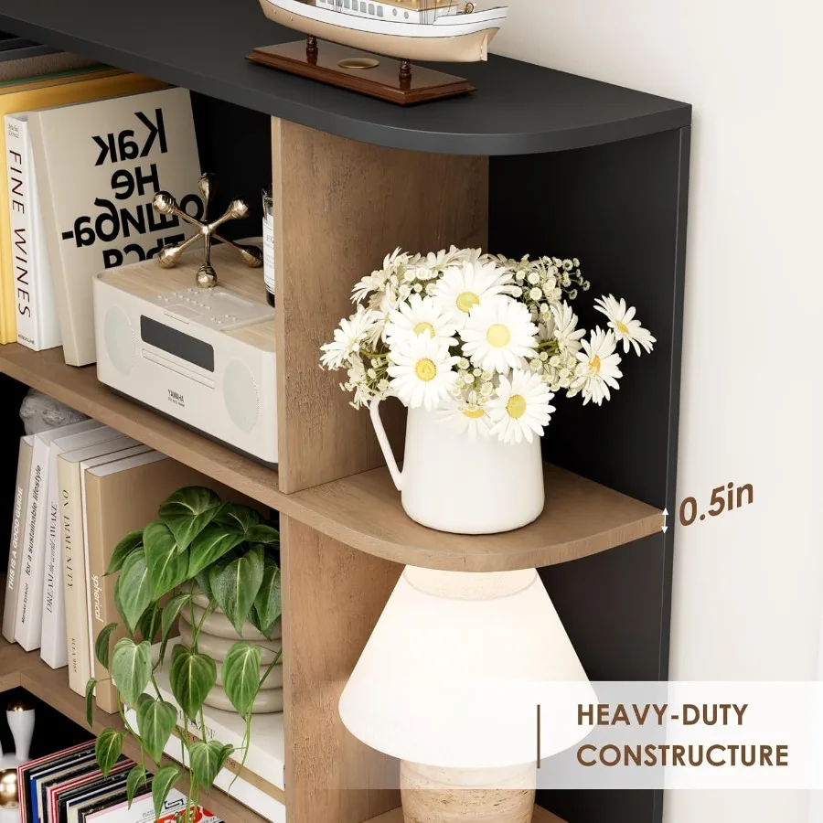 74 رف كتب طويل القامة 6 طبقات رف كتب وخزانة كتب مع تخزين مفتوح خزائن كتب طويلة أرفف تخزين خشبية للمنزل والمكتب T