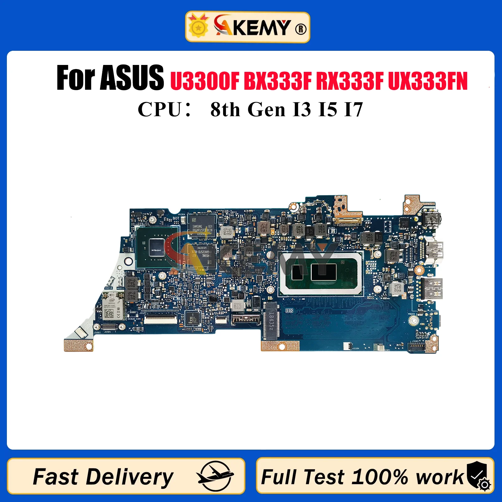 

UX333FN Материнская плата для ноутбука ASUS ZenBook UX333F U3300F BX333F RX333F UX333FN Материнская плата с процессором I3 I5 I7 100% tests OK stk