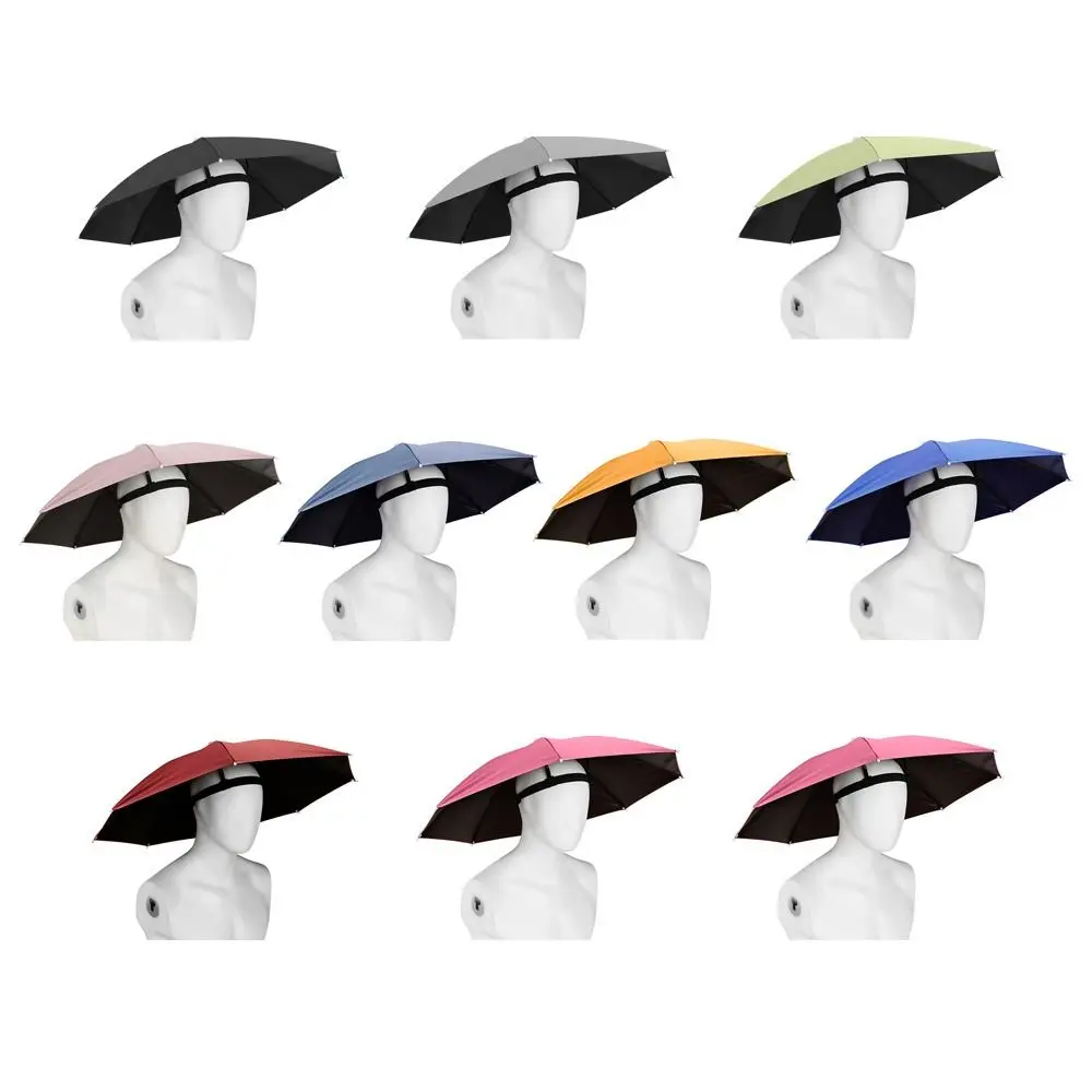 Portable Sunshade Head Umbrella Hat Windproof Head Wearing Head Hats Elastic band Rain Gear