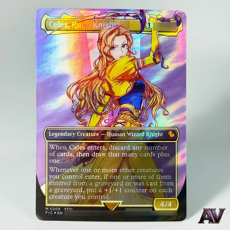 Celes, Rune Knight Human Wizard Knight Card Borderless Masters Instant Magical Proxy Cards Hobby Collectibles Card Surgefoil