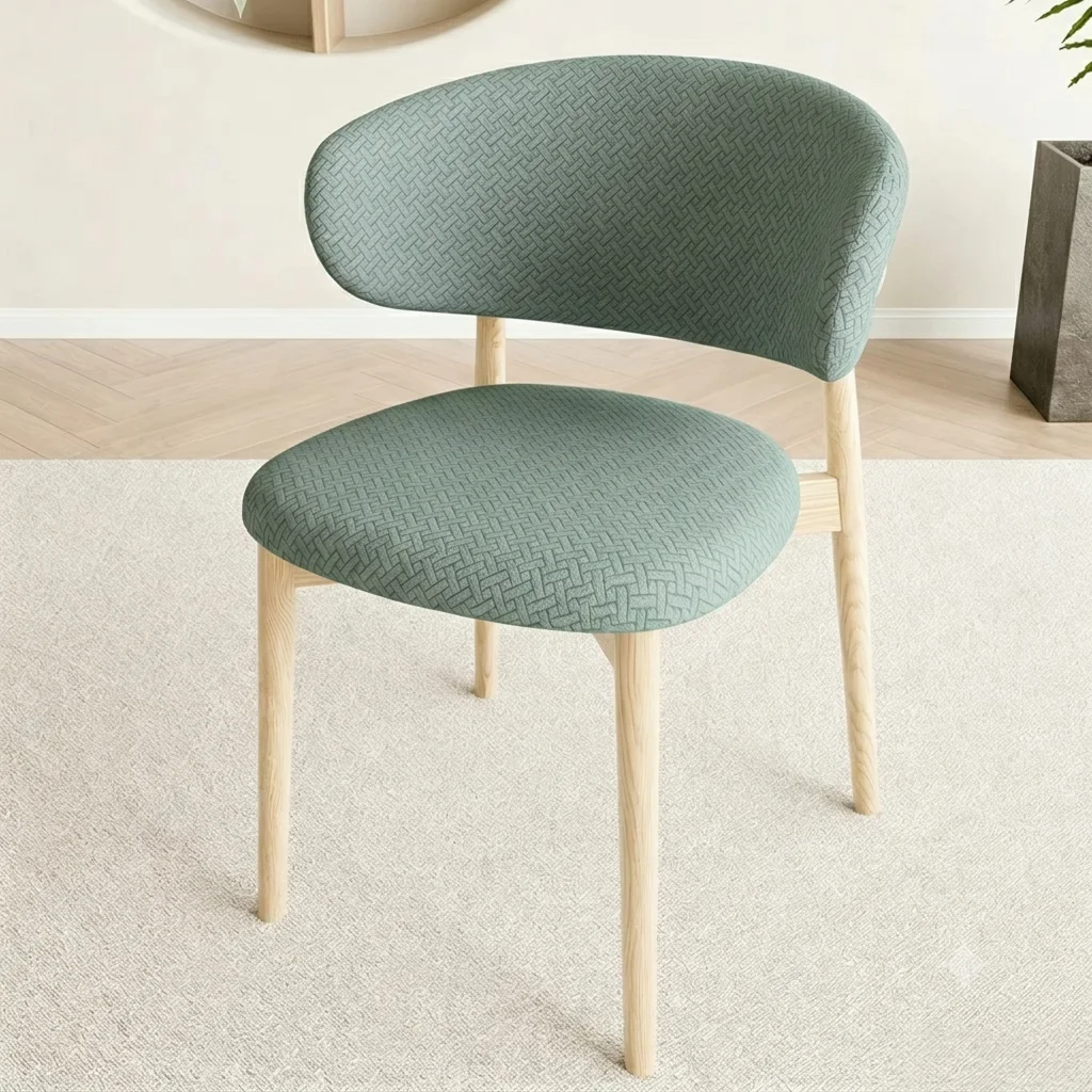 C-förmiger Stuhlbezug Einfarbiger Jacquard-Stretchbezug für Geteilte Holzstühle Heimdekoration Staubdichter Sitzschutz – Detail 6