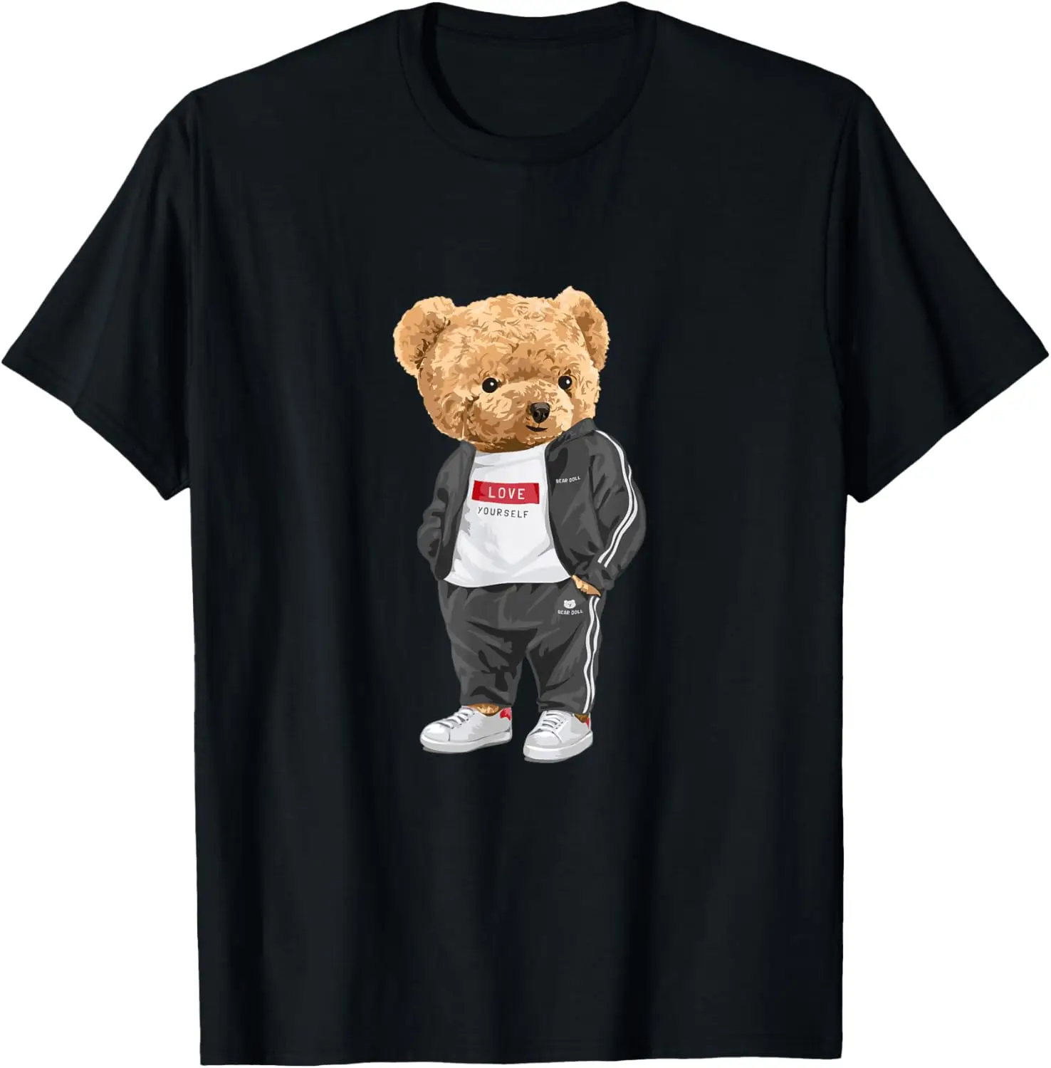 

Love Yourself, Enjoy Wear Cool Illustration Teddy Bear Style T-Shirt