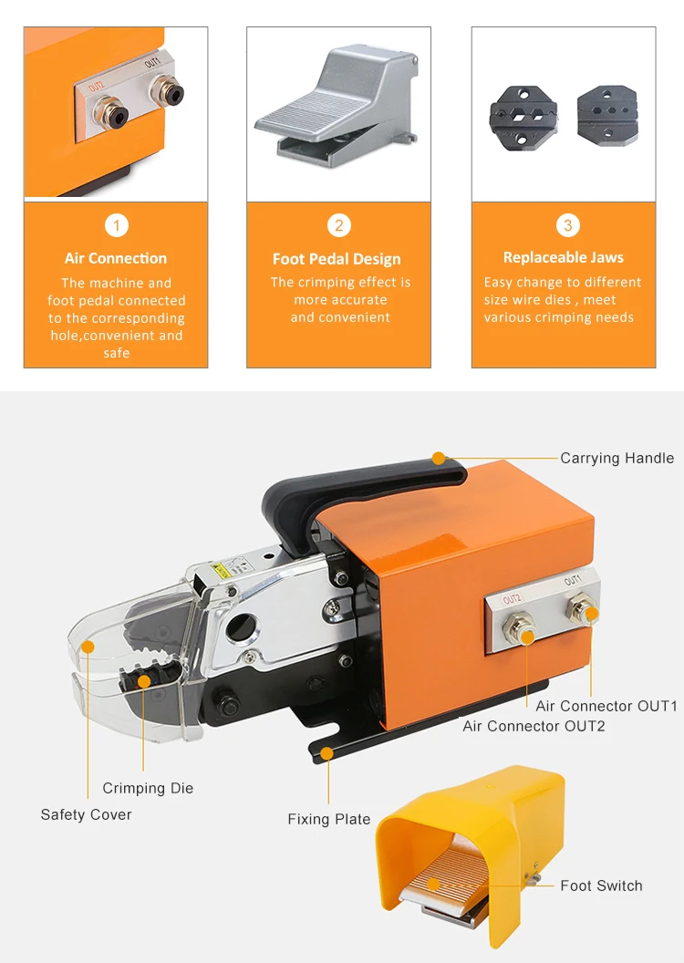 AM-10 1.3T Easy Carry Semi-Automatic Multi-Functional Pneumatic Terminal Crimping Machine JST Crimp Terminal Machine