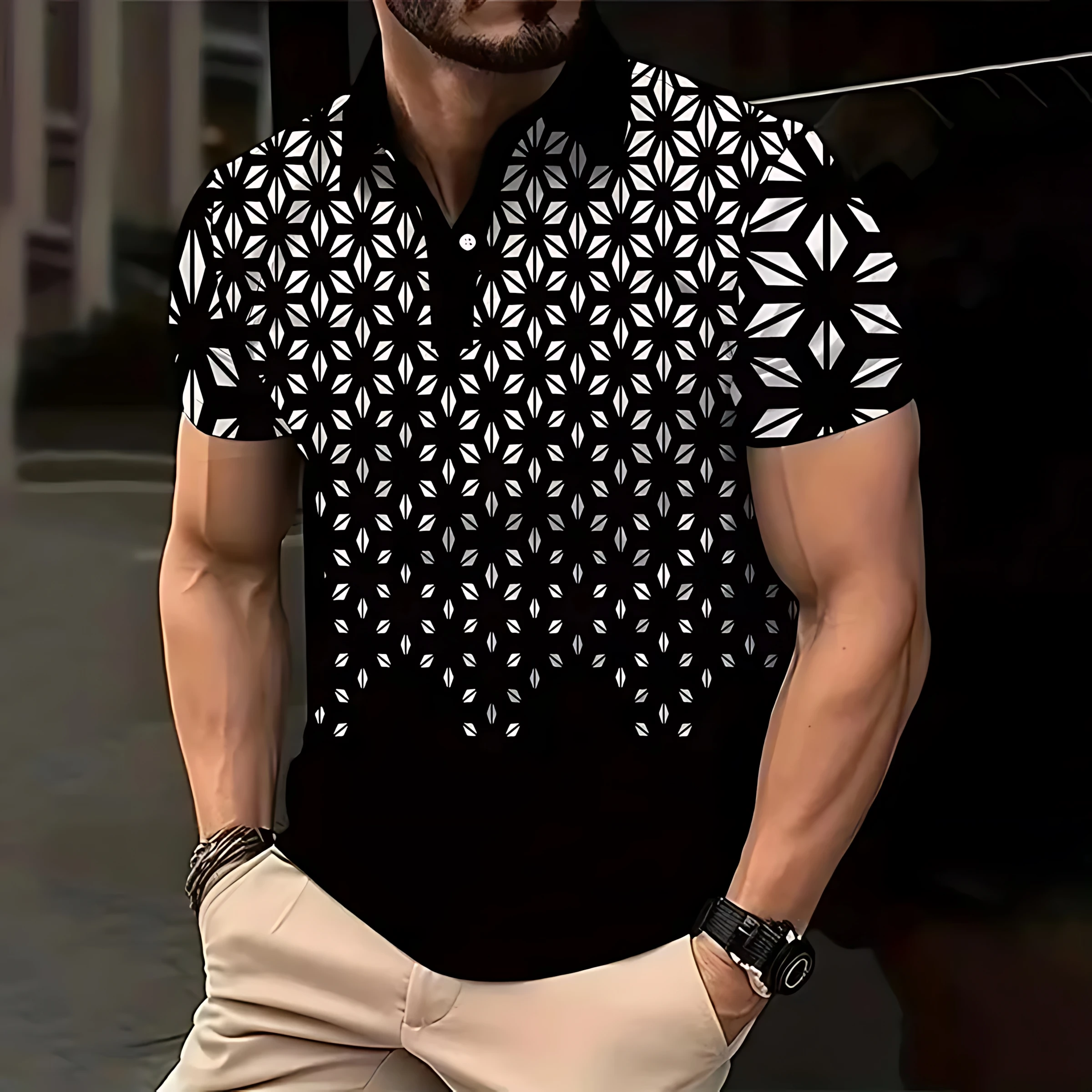 2026 Summer Men's Polo Shirt - 3D Printed Design Breathable Lightweight Stylish and Fashionable Outdoor Men's Clothing